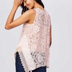 Loft Mixed Media Lace Blush Tank